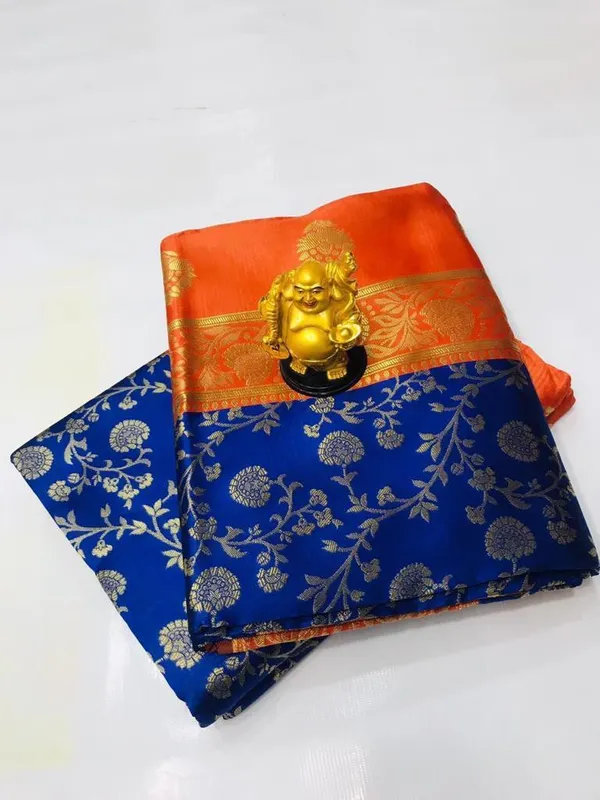 Blue_Woven_Kanjivaram__Silk_Saree_With__unstiched_Blouse_For_Women